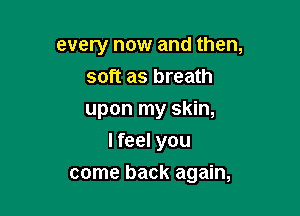 every now and then,
soft as breath
upon my skin,
I feel you

come back again,