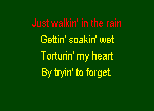 Gettin' soakin' wet

Torturin' my heart
By tryin' to forget.
