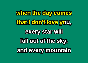 when the day comes
that I don't love you,

every star will
fall out of the sky.
and every mountain