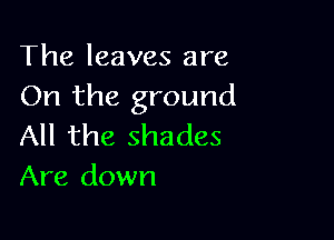 The leaves are
On the ground

All the shades
Are down