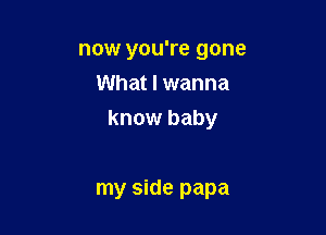 now you're gone
What I wanna

know baby

my side papa