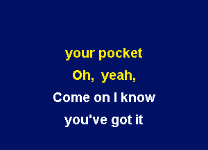 your pocket
Oh, yeah,
Come on I know

you've got it