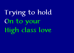 Trying to hold
On to your

High class love