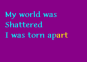My world was
Shattered

I was torn apart