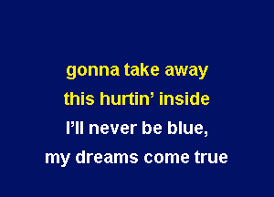 gonna take away
this hurtiW inside
Pll never be blue,

my dreams come true