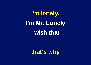 Pm lonely,
Pm Mr. Lonely

I wish that

that's why