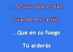 ..Te juro que es tan

Grande mi carifto

..Que en su fuego

TL'I arderas