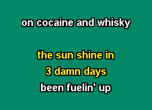 on cocaine and whisky

the sun shine in
3 damn days

been fuelin' up