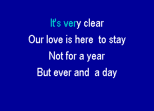 lfs very clear

Our love is here to stay

Not for a year
But ever and a day