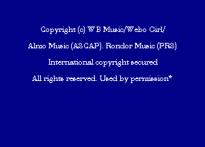 Copyright (c) WE Muaichcbo CirU
Almo Music (ASCAP) Rondor Music (PR8)
hman'onal copyright occumd

All righm marred. Used by pcrmiaoion