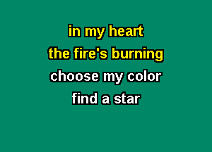 in my heart
the fire's burning

choose my color
find a star