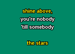 shine above,
you're nobody

'till somebody

the stars
