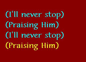 (I'll never stop)
(Praising Him)

(I'll never stop)
(Praising Him)