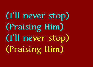 (I'll never stop)
(Praising Him)

(I'll never stop)
(Praising Him)
