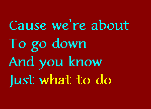 Cause we're about
To go down

And you know
Just what to do