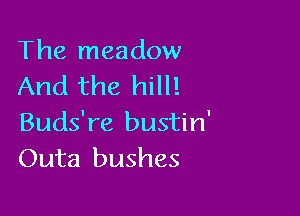 The meadow
And the hill!

Buds're bustin'
Outa bushes