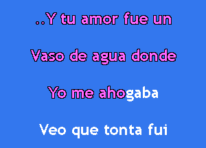 ..Y tu amor fue un
Vaso de agua donde

Yo me ahogaba

Veo que tonta fui