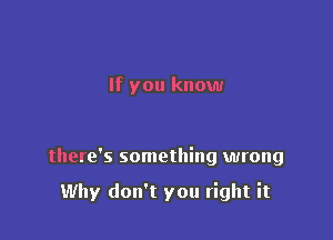 If you know

there's something wrong

Why don't you right it