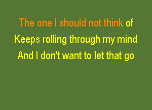 The one I should not think of
Keeps rolling through my mind

And I don't want to let that go