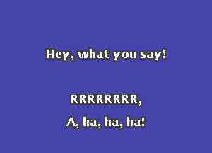 Hey, what you say!

RRRRRRRR,

A, ha, ha, ha!