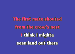 The first mate shouted

from the crow's nest

I think I migllta

seen land out there