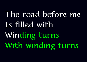 The road before me
Is filled with

Winding turns
With winding turns