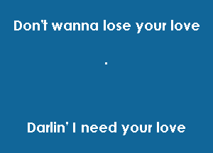 Don't wanna lose your love

Darlin'l need your love
