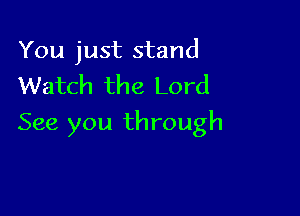 You just stand
Watch the Lord

See you through