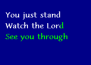 You just stand
Watch the Lord

See you through