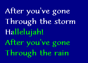 After you've gone
Through the storm
Hallelujah!

After you've gone
Through the rain