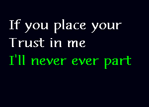 If you place your
Trust in me

I'll never ever part
