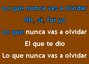 Lo que nunca vas a olvidar
0h, si, fui yo

Lo que nunca vas a olvidar
El que te dio

Lo que nunca vas a olvidar