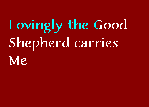 Lovingly the Good
Shepherd carries

Me