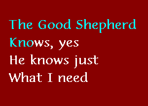 The Good Shepherd
Knows, yes

He knows just
What I need