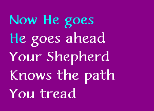 Now He goes
He goes ahead

Your Shepherd
Knows the path
You tread