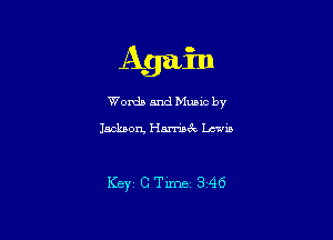 Words and Munc by

Jackson 1-1ch Drum

Keyt CTime 846
