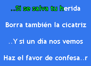 ..Si se salva tu herida

Borra tambie'zn la cicatriz

..Y 51 un dia nos vemos

Haz el favor de confesa..r