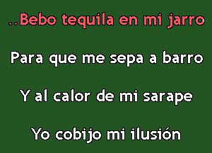 ..Bebo tequila en mi jarro
Para que me sepa a barro
Y al calor de mi sarape

Yo cobijo mi ilusic'm