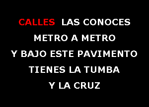 CALLES LAS CONOCES
METRO A METRO
Y BAJO ESTE PAVIMENTO
TIENES LATUMBA
Y LA CRUZ