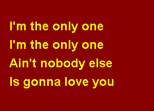 I'm the only one
I'm the only one

Ain't nobody else
ls gonna love you