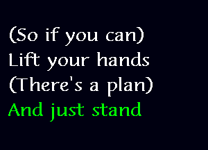 (So if you can)
Lift your hands

(There's a plan)
And just stand