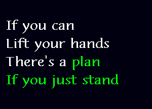 If you can
Lift your hands

There's a plan
If you just stand