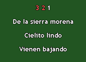 3 2 1
De la sierra morena

Cielito lindo

Vienen bajando