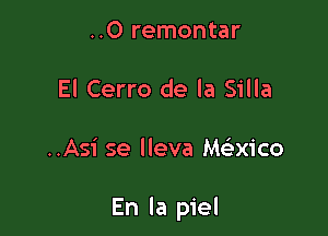 ..O remontar
El Cerro de la Silla

..Asi se lleva Macico

En la piel