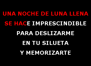 UNA NOCHE DE LUNA LLENA
SE HACE IMPRESCINDIBLE
PARA DESLIZARME
EN TU SILUETA
Y MEMORIZARTE