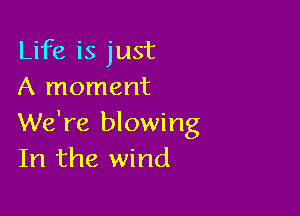 Life is just
A moment

We're blowing
In the wind