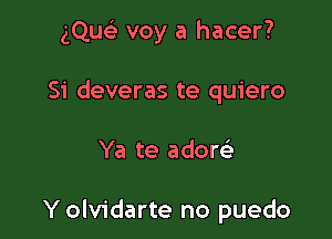 gQusE voy a hacer?

Si deveras te quiero
Ya te adore)

Y olvidarte no puedo