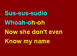 Sus-sus-sudio
Whoah-oh-oh

Now she don't even
Know my name