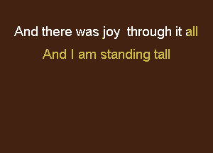 And there was joy through it all

And I am standing tall