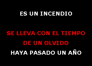 ES UN INCENDIO

SE LLEVA CON EL TIEMPO
DE UN OLVIDO
HAYA PASADO UN ANO